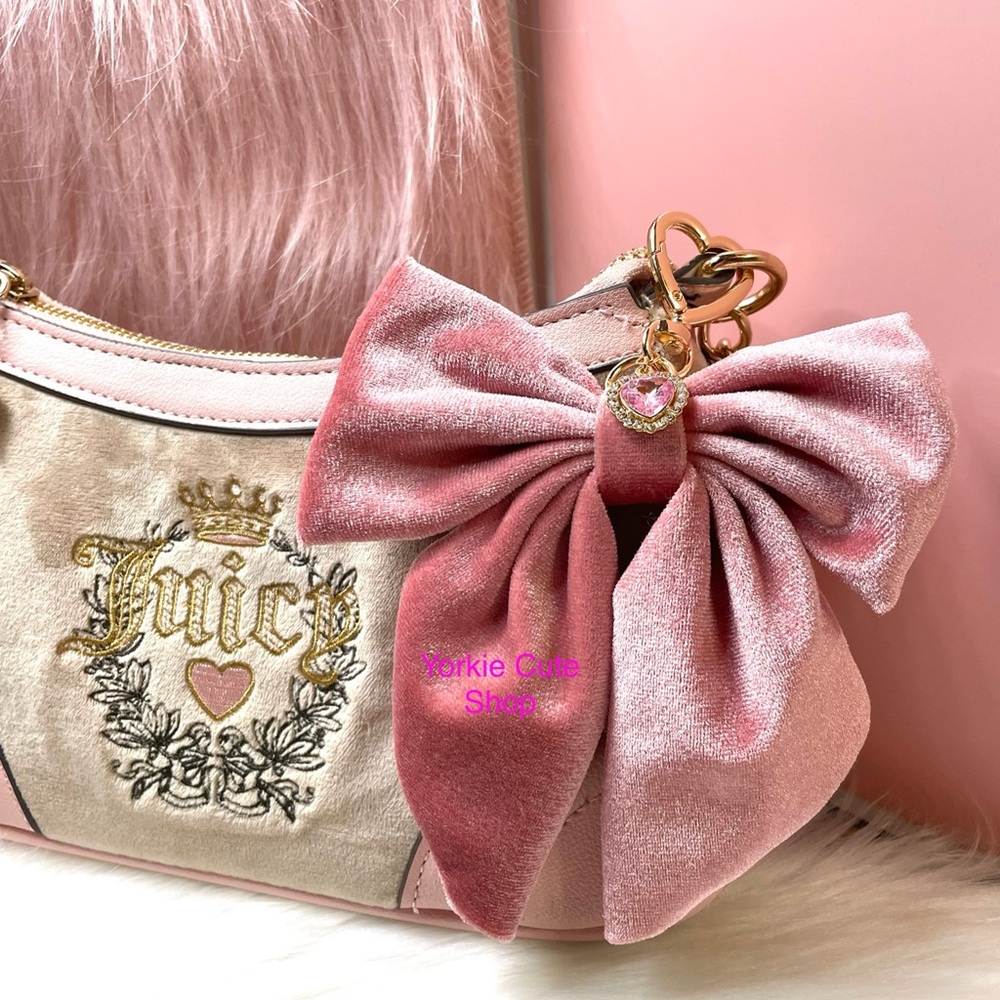 New Pink Coquette Velvet Bow for Purse/Bag/Keychain
